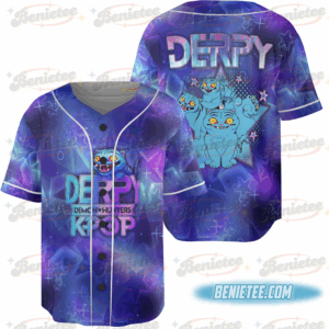 Name Derpy Tiger Baseball Jersey, Kpop Demon Hunters Jersey, Demon Hunters Merch, Mira, Rumi, Zoey Derpy Jersey, Gift for Huntrix fan