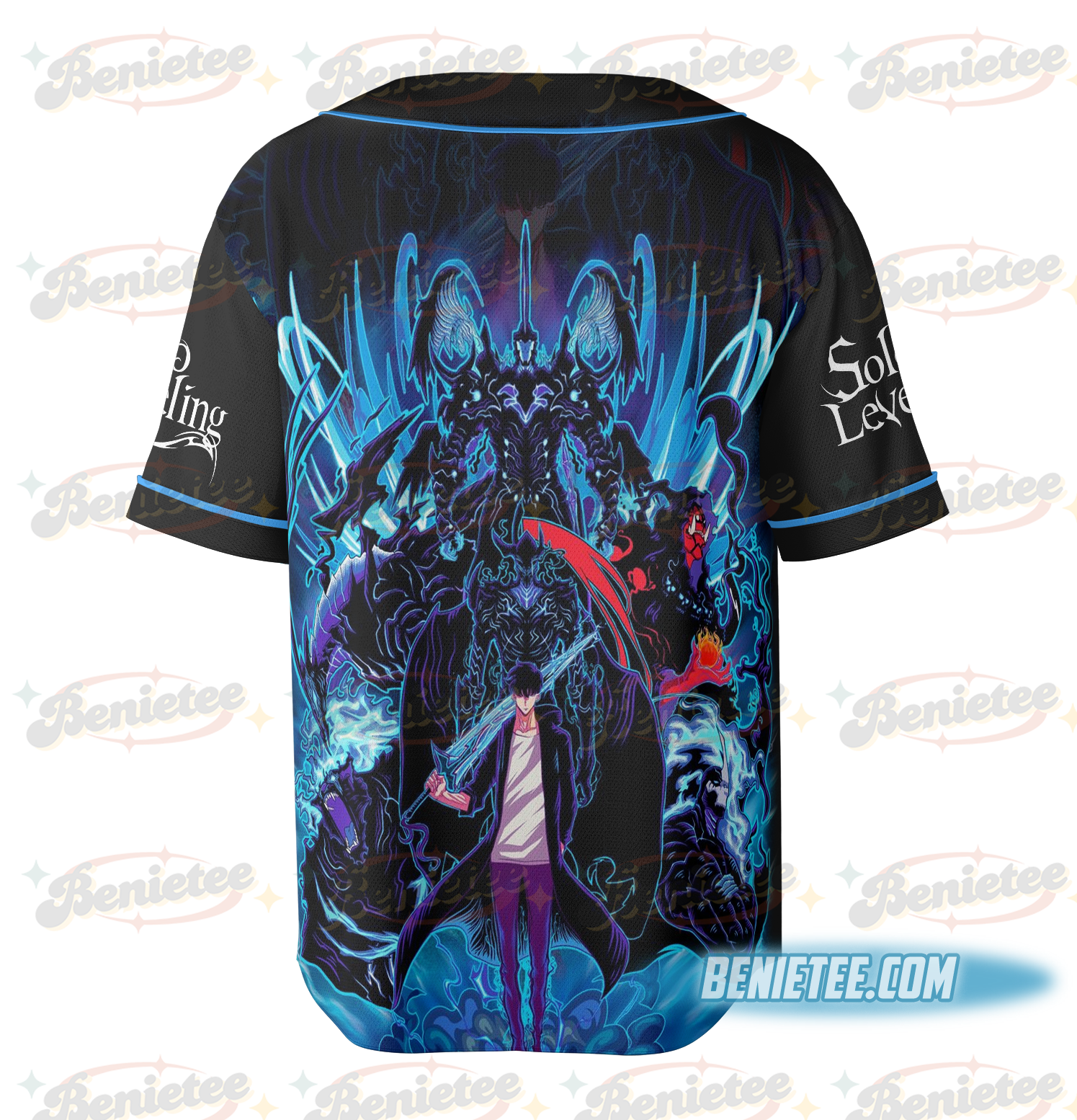 Solo Leveling Arise Jersey, Vintage Anime Hunter Tee, Distressed Gift for Fans, Retro Sung Jin-Woo Baseball Jersey for Men Women - Image 4