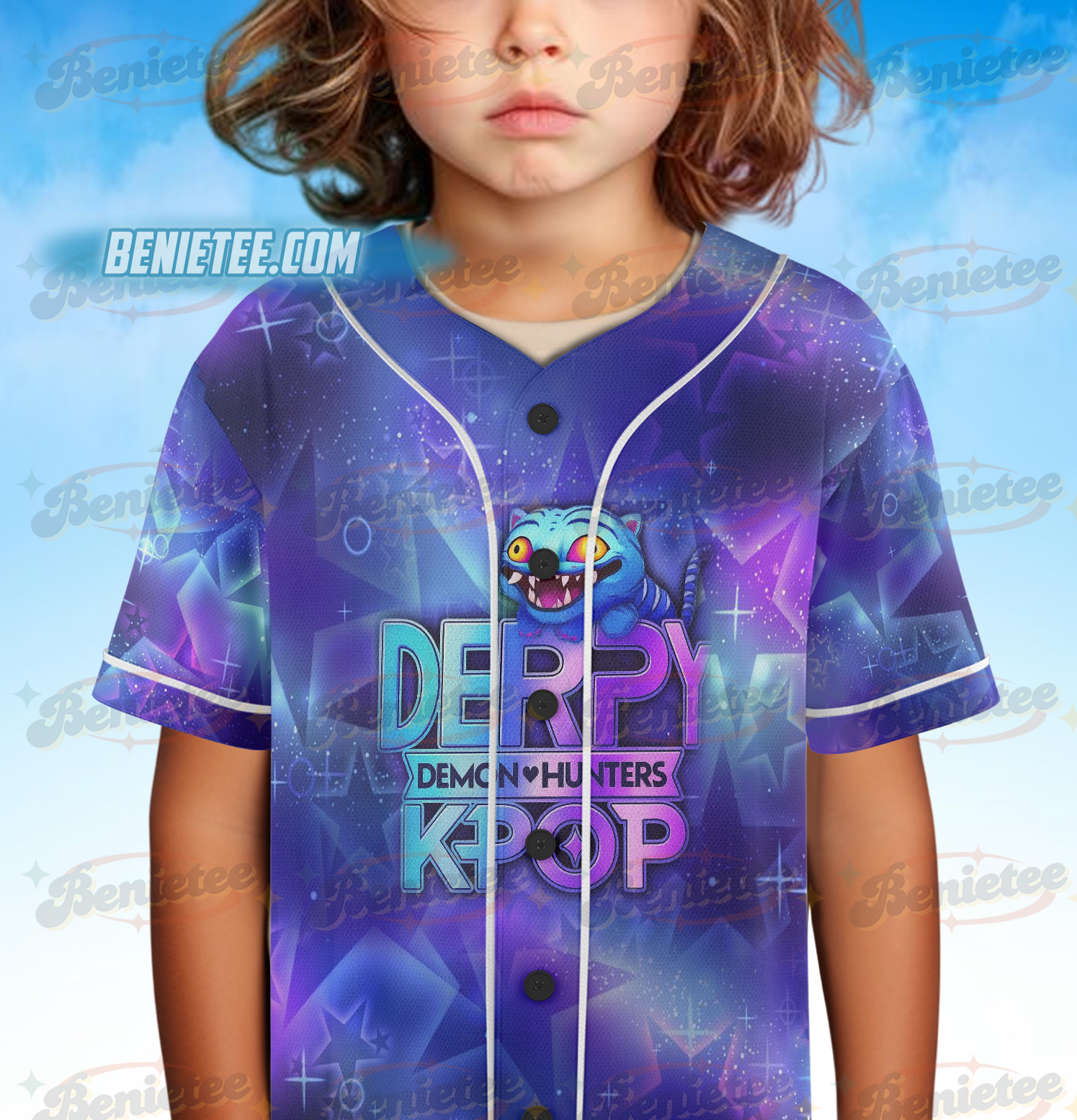 Name Derpy Tiger Baseball Jersey, Kpop Demon Hunters Jersey, Demon Hunters Merch, Mira, Rumi, Zoey Derpy Jersey, Gift for Huntrix fan - Image 5