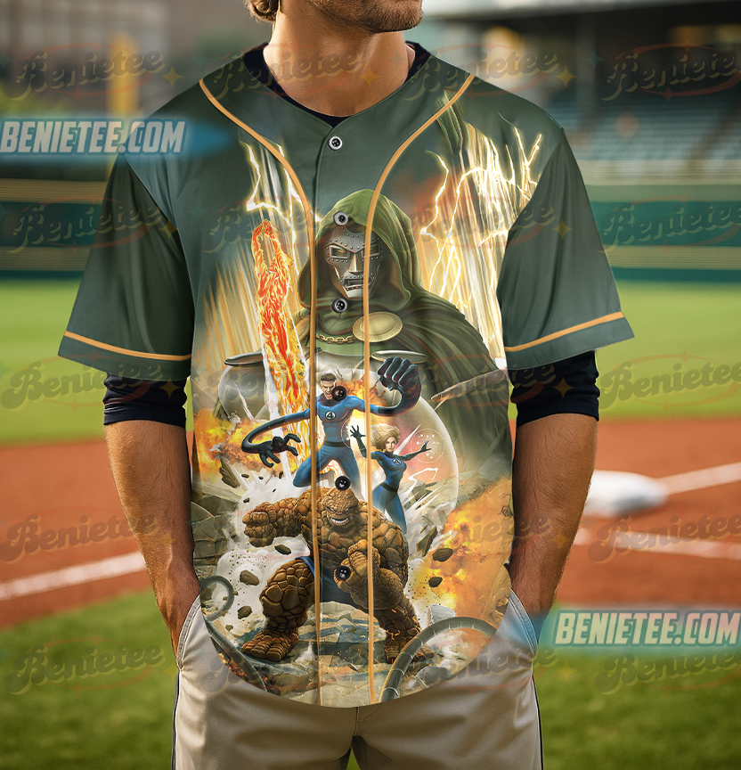 Fantastic Four Baseball Jersey, Doctor Doom Jersey - Image 5