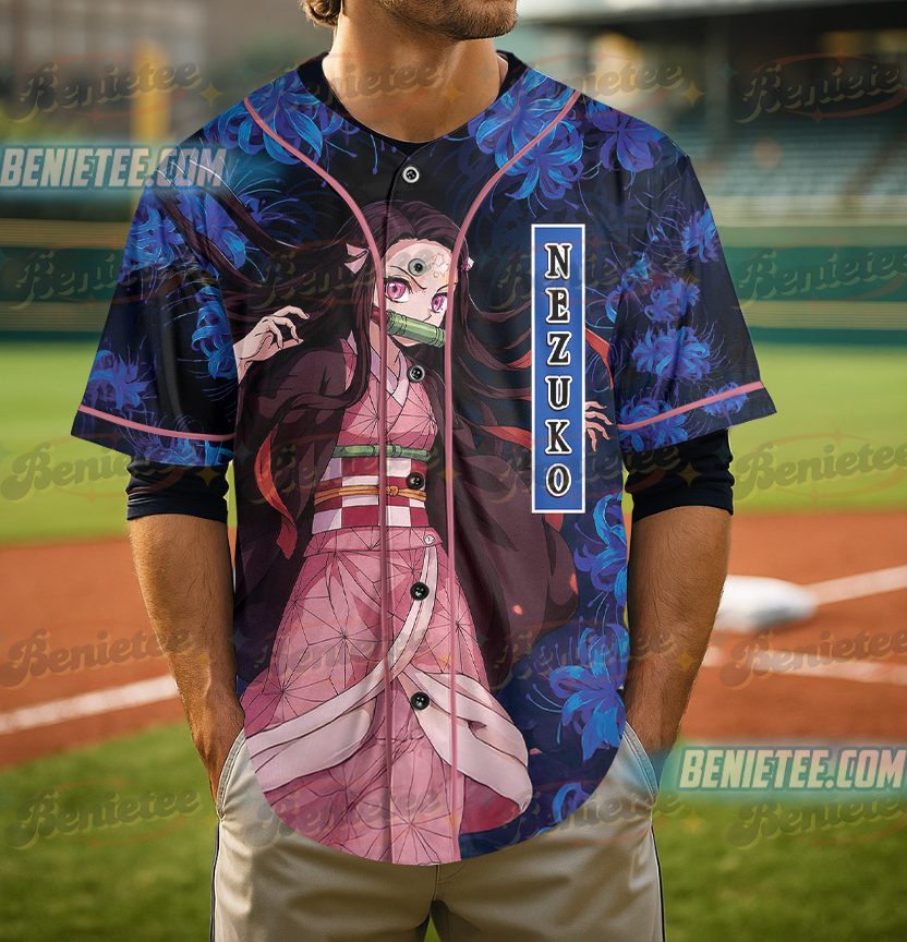 Nezuko Baseball Jersey - Blue Spider Lily - Image 5