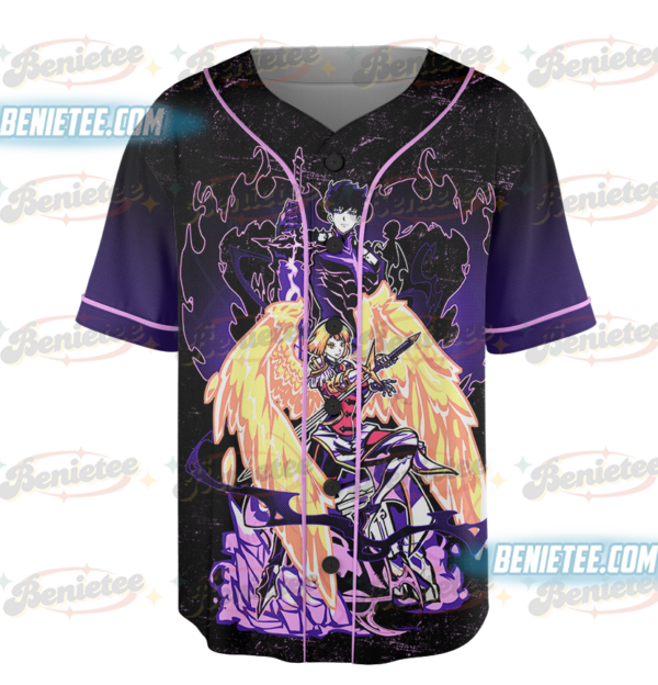 Alternative view of Sung Jin-woo x Cha Hae-in Baseball Jersey, Solo leveling Jersey