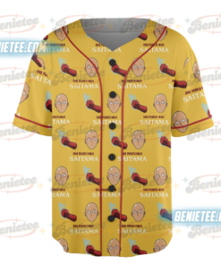 Alternative view of Power Saitama One Punch Man Button Up Baseball Jersey