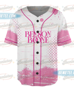 Alternative view of Benson Boone Beautiful Things Jersey, Music Lover Shirt , Pink Retro Graphic Baseball Jersey, Trendy Pop Culture Concert Shirt, Gift for Her