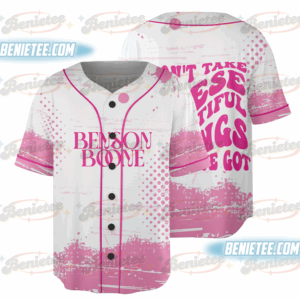 Benson Boone Beautiful Things Jersey, Music Lover Shirt , Pink Retro Graphic Baseball Jersey, Trendy Pop Culture Concert Shirt, Gift for Her