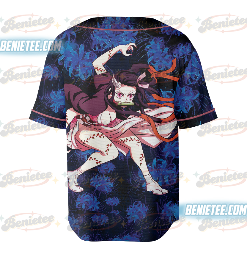 Nezuko Baseball Jersey - Blue Spider Lily - Image 3
