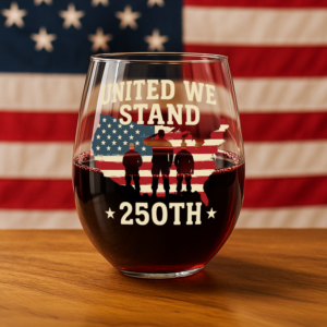 Alternative view of We Stand 250th Anniversary USA Veteran Wine Glass HA75 897312