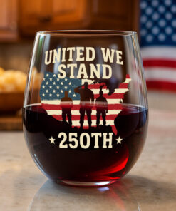 We Stand 250th Anniversary USA Veteran Wine Glass