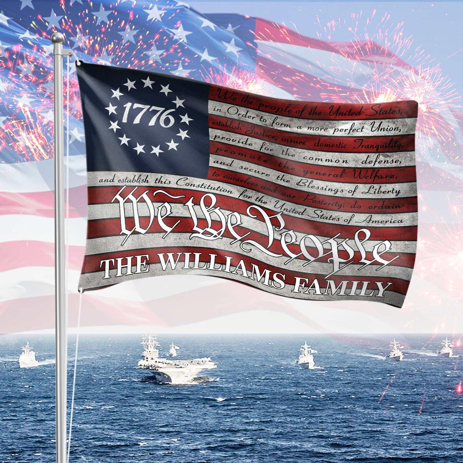 We the People - 250 Years America Anniversary Custom Family Name House Flag CH07 899146 - Image 3