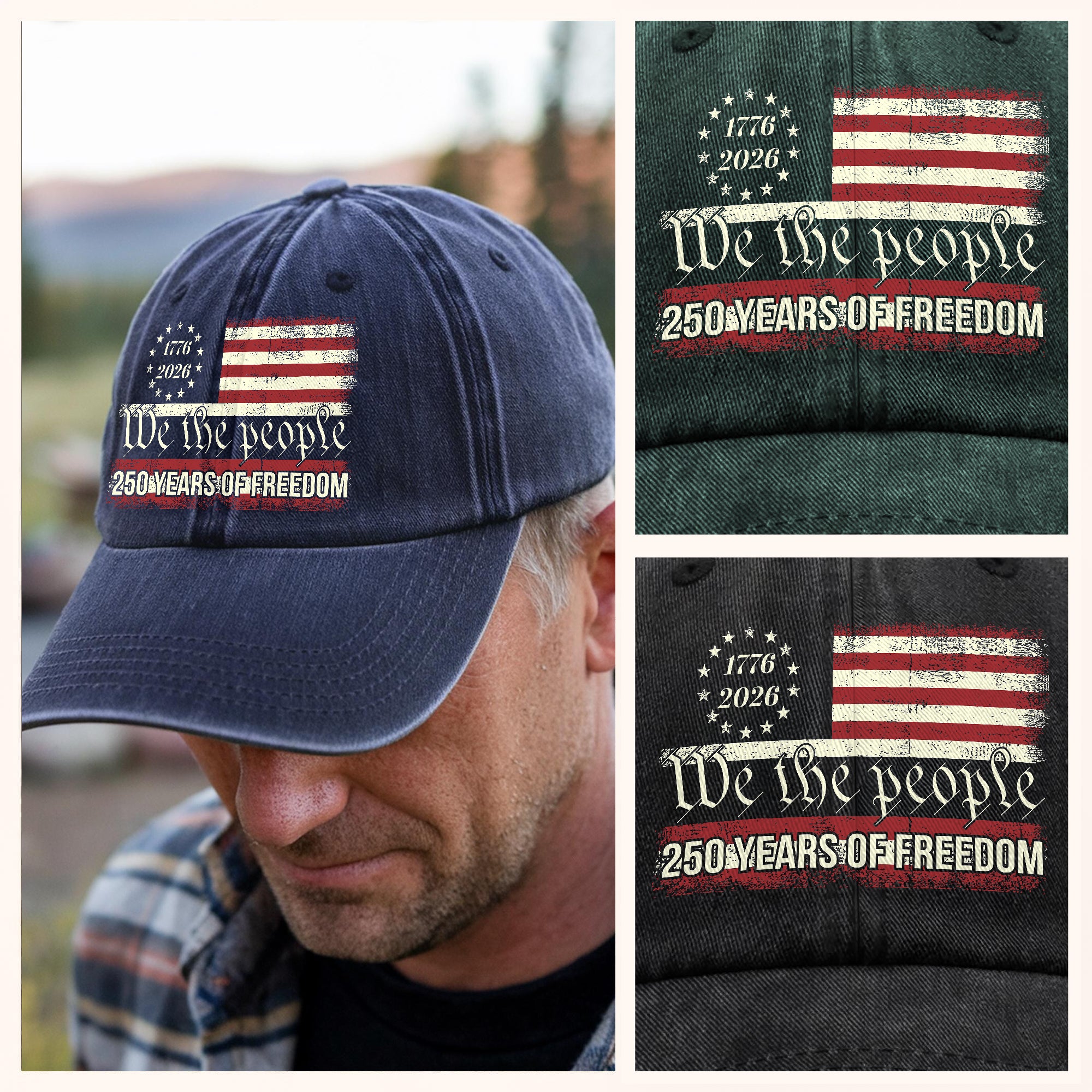 We The People 250 Years Of Freedom Washed Denim Baseball Cap TH10 894557 - Image 4