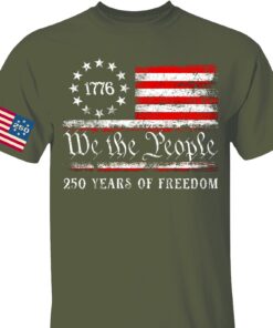 Alternative view of We The People 250 Years Shirt | Happy 250th Birthday USA Shirt | Patriotic 4th of July Tee Flag On Sleeve | America 250th Anniversary | Independence Day Shirt