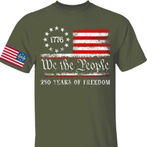 Alternative view of We The People 250 Years Shirt | Happy 250th Birthday USA Shirt | Patriotic 4th of July Tee Flag On Sleeve | America 250th Anniversary | Independence Day Shirt 682580