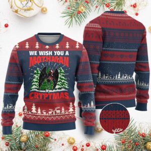 We Wish You A Mothman Cryptmas Ugly Christmas Sweater - Grishko.com
