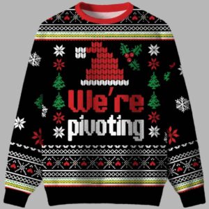 Alternative view of Weâ€™re Pivoting Ugly Christmas Sweater - gullprint.com