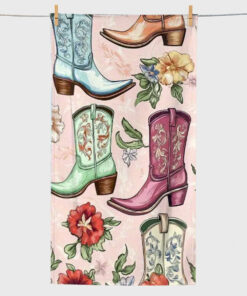 Western Cowgirl Boot Beach Towel
