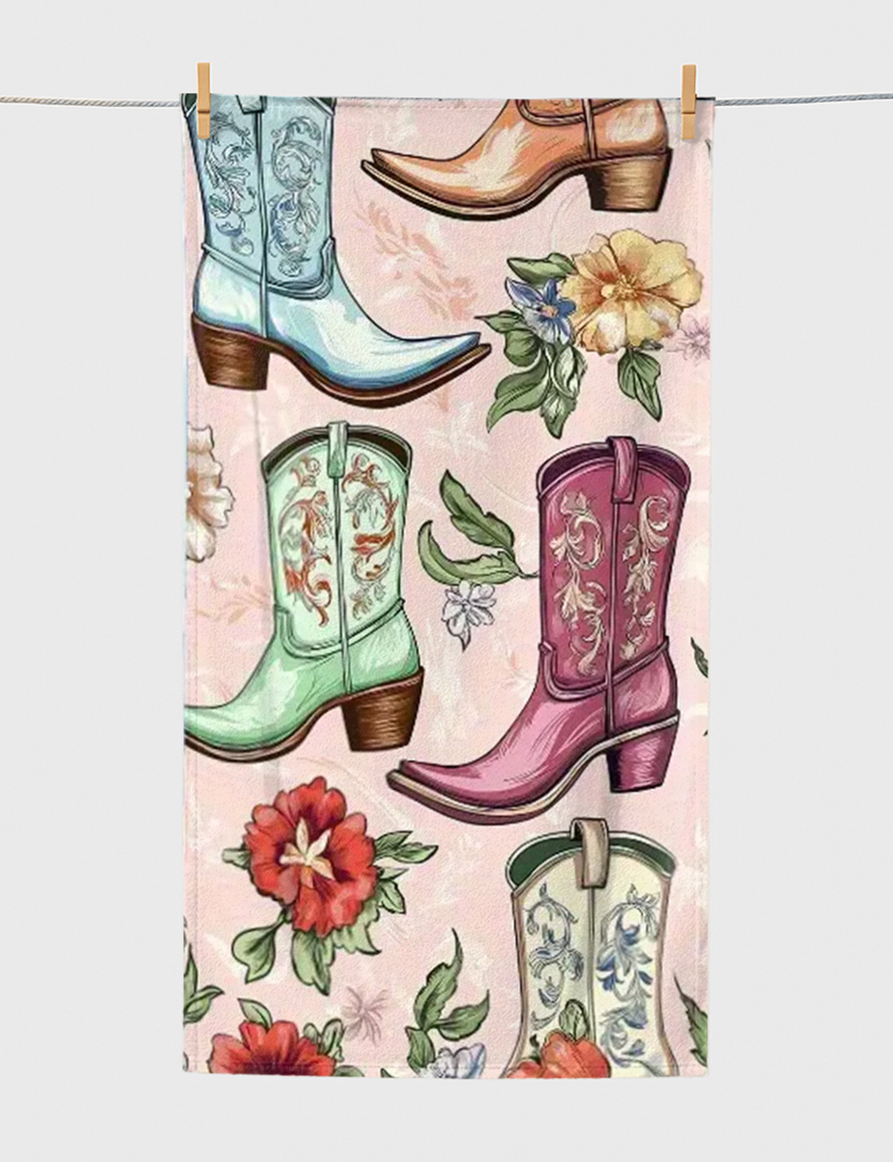 Western Cowgirl Boot Beach Towel
