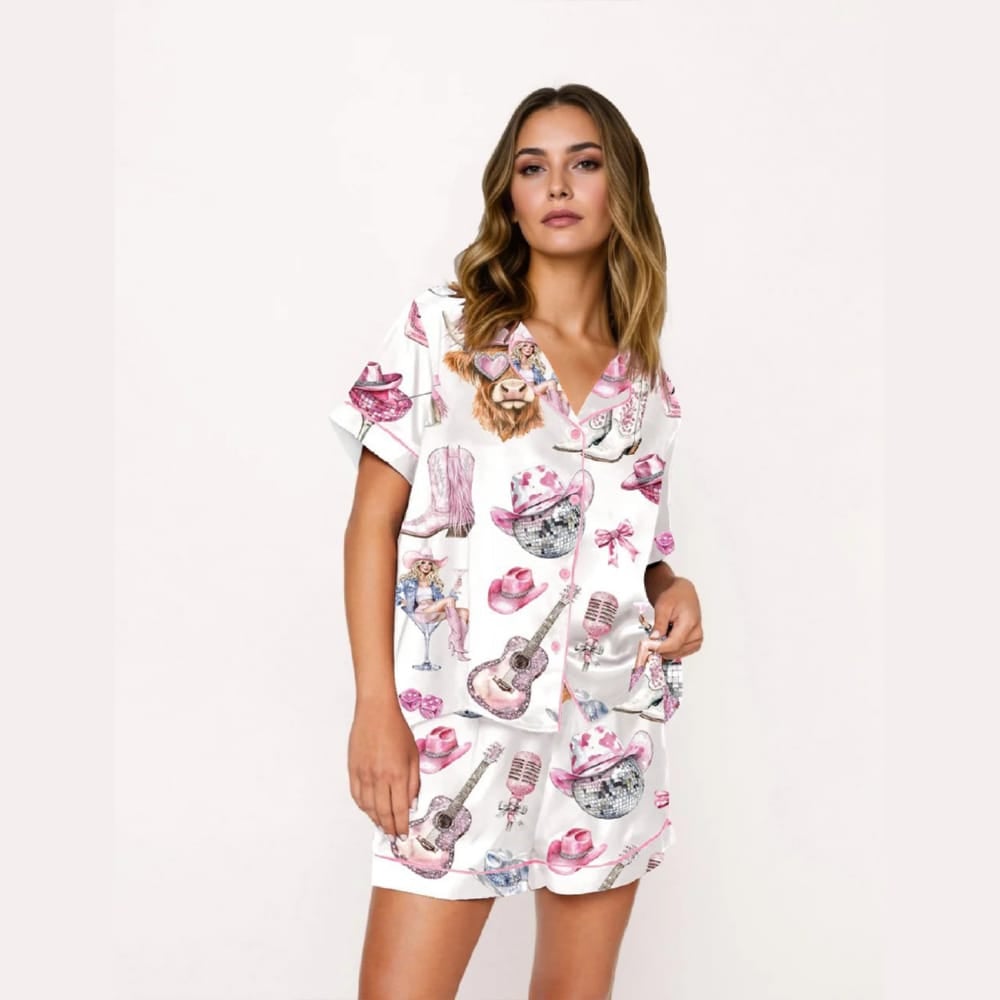 Alternative view of Western Cowgirl Highland Cow Pajama Set