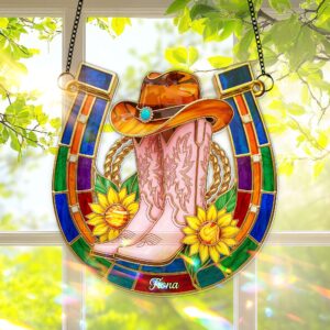 Alternative view of Western Spirit Suncatcher Ornament - Personalized Gifts For Cowgirl 02NALU280725