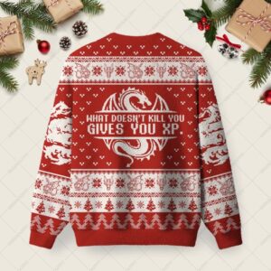 Alternative view of What Doesn't Kill You Ugly Christmas Fuzzy Fleece Sweatshirt