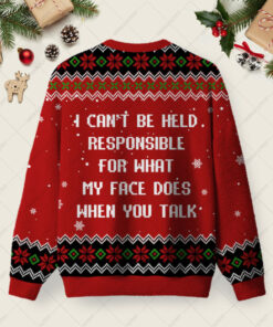 Alternative view of What My Face Does When You Talk Ugly Christmas Fuzzy Fleece Sweatshirt