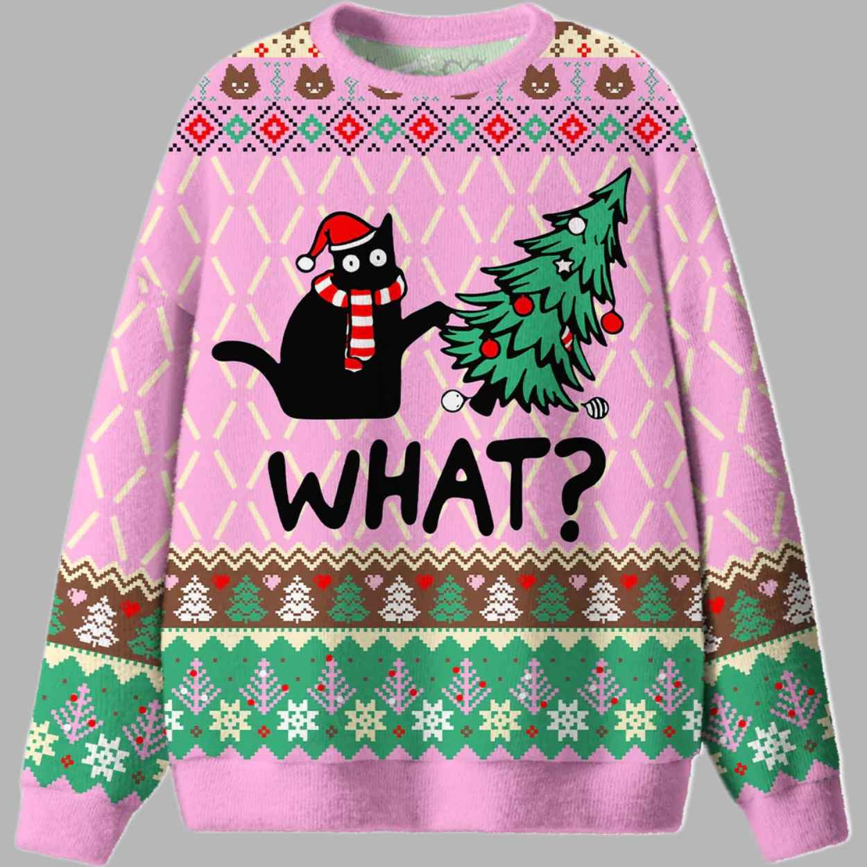 What Tree Cat Ugly Christmas Sweater - gullprint.com