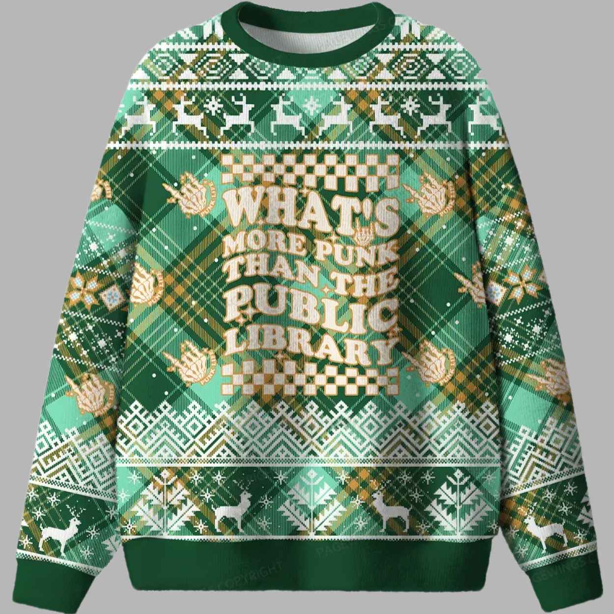 Whatâ€™s More Punk Than The Public Library Ugly Christmas Sweater - gullprint.com