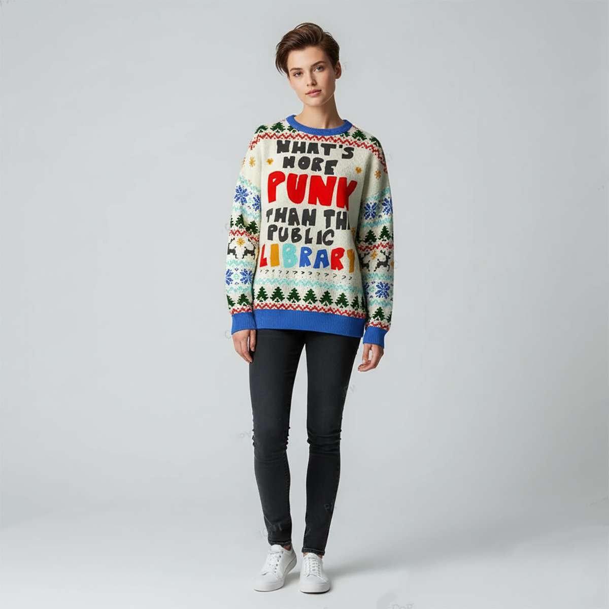What's More Punk Than The Public Library Ugly Christmas Sweater