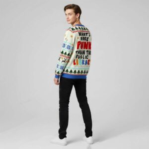 Alternative view of What's More Punk Than The Public Library Ugly Christmas Sweater