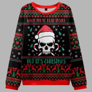 Alternative view of When You're Dead Inside But It's Christmas Ugly Christmas Sweater - gullprint.com