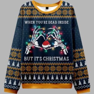 Alternative view of When You're Dead Inside But It's Christmas Ugly Sweater - gullprint.com