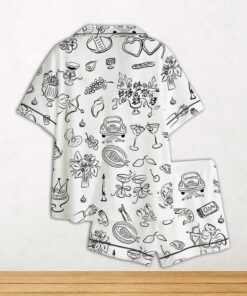 Alternative view of Whimsical Wedding Doodles For Wedding Print Short Sleeve Satin Pajama Set For Women