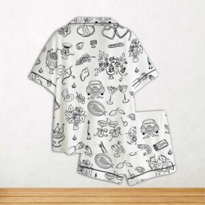 Alternative view of Whimsical Wedding Doodles For Wedding Print Short Sleeve Satin Pajama Set For Women