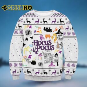 White Make Me Sick Hocus Pocus Ugly Christmas Sweater - Grishko.com