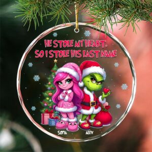 Wife Ornament - Green Monster Couple - Personalized Gift for Wife, Girlfriends