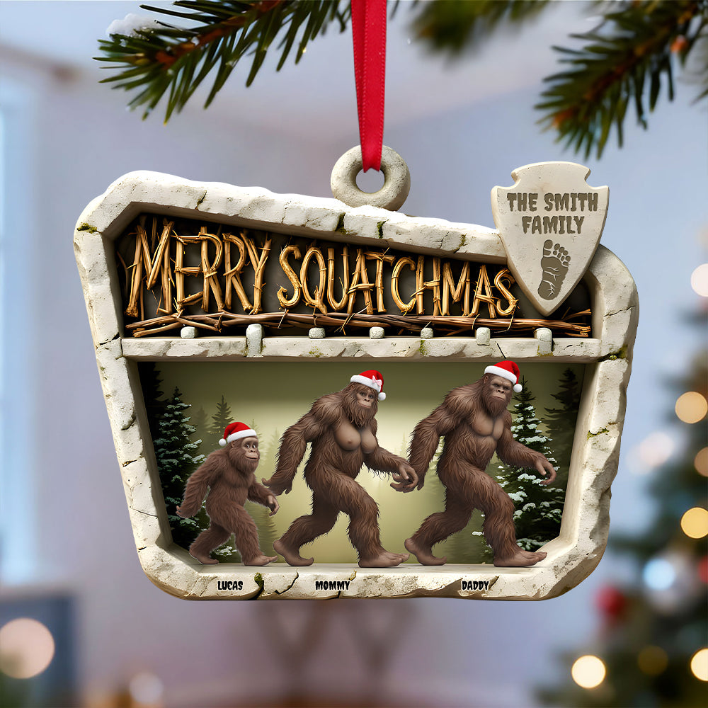 Alternative view of Wild Sasquatch Family Walking Acrylic Ornament - Personalized Gifts For Family 02QHTN301025