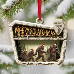 Wild Sasquatch Family Walking Acrylic Ornament - Personalized Gifts For Family 02QHTN301025