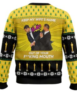 Alternative view of Will Smith Slaps Chris Rock Meme Ugly Christmas Sweater