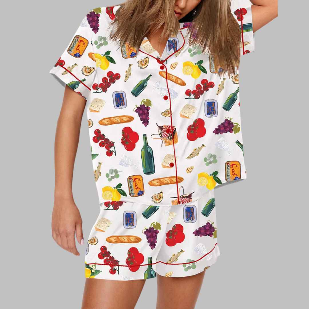 Wine Food Print Pajama Set - Image 3
