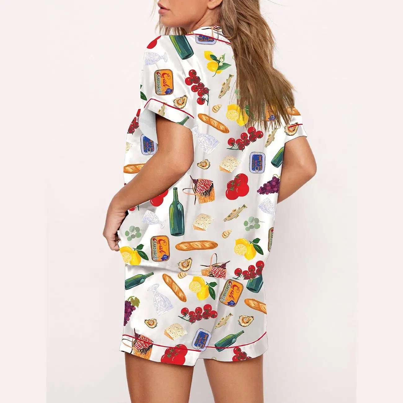 Wine Food Print Pajama Set - Image 3