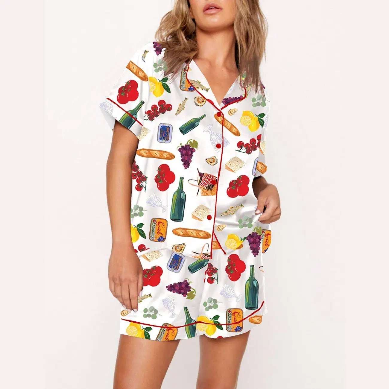 Wine Food Print Pajama Set - Image 2