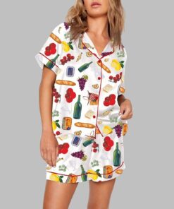 Wine Food Print Pajama Set