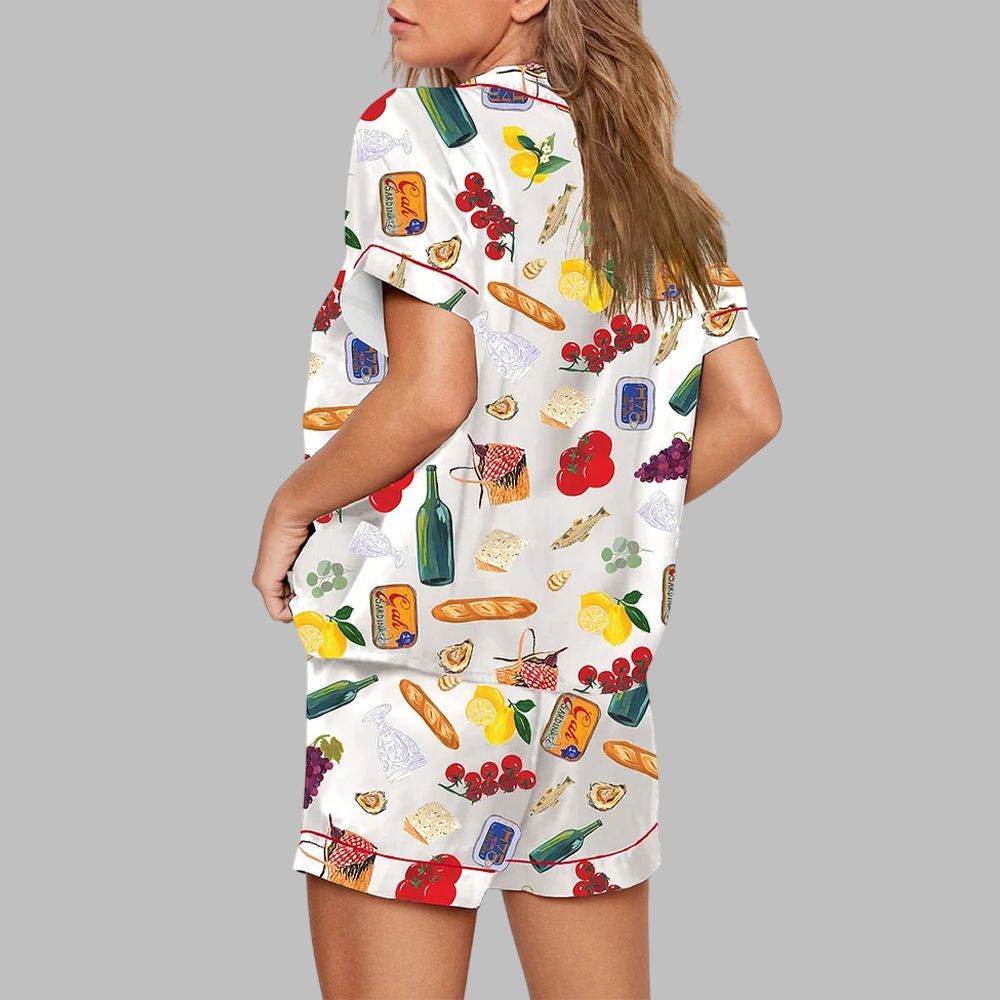 Wine Food Print Pajama Set - Image 3
