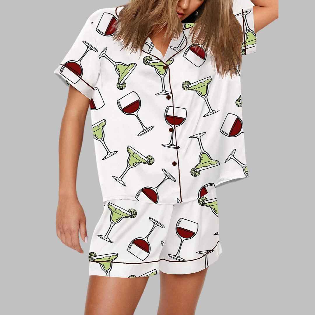 Wine Glass And Martini Print Pajama Set - Image 3