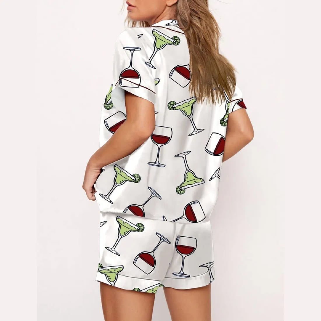 Wine Glass And Martini Print Pajama Set - Image 3