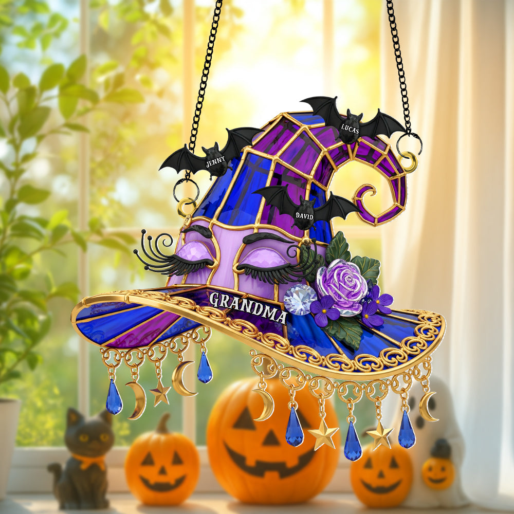 Witch Hat Personalized Gifts For Grandma Suncatcher Ornament 02natn140725