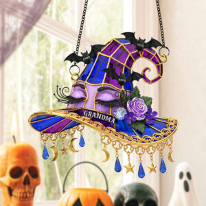 Alternative view of Witch Hat Personalized Gifts For Grandma Suncatcher Ornament 02natn140725