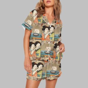 Woman Yelling at a Cat Japanese Meme Pajama Set