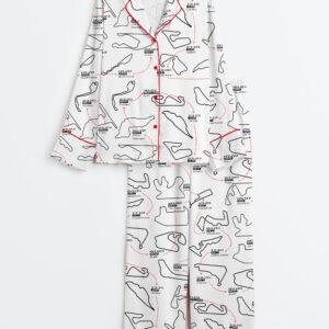 Women's 2025 Racing Car Schedule Long Sleeve Satin Pajamas Set