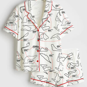 Women's 2025 Racing Car Schedule Short Sleeve Satin Pajama Set