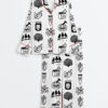 Womenâ€™s 90s Rock Icons Grunge Style Retro Music Rock Band Print Long Sleeve Satin Pajama Set